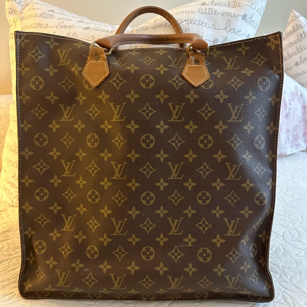 Louis Vuitton Brown Monogram Laptop Tote with Tan Handles